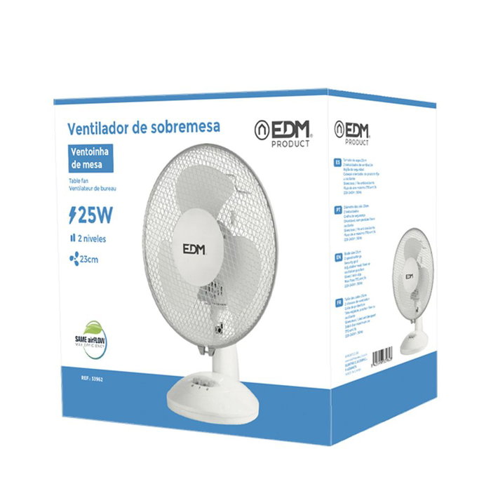 Edm Ventilateur de table blanc 25 W