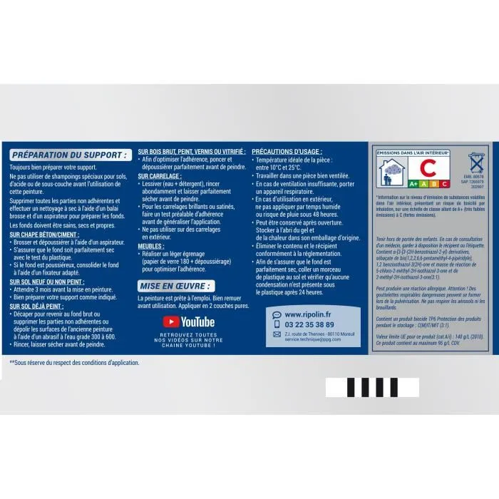 Ripolin Peinture pour sol intérieur et extérieur Tomette satin, protection haute résistance aux taches et aux pneus chauds, 2.5 litres