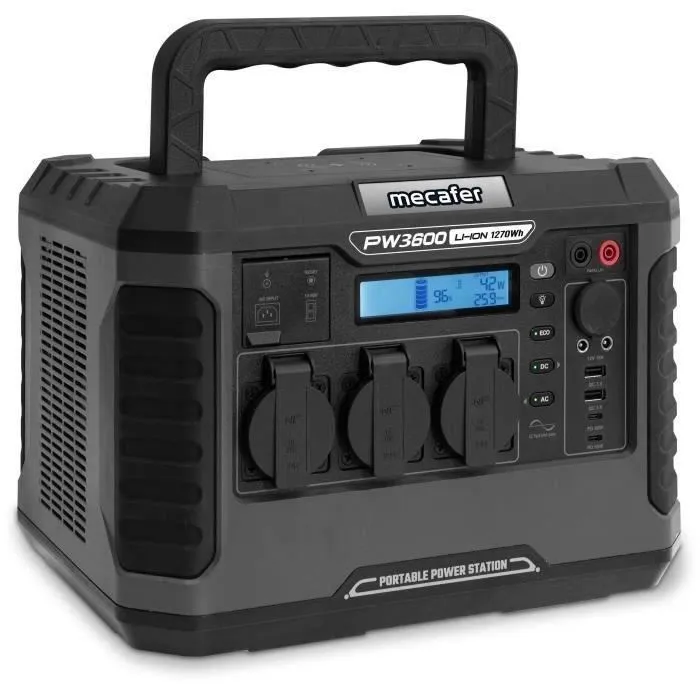 Mecafer PW3600 Station d'Énergie Portable 3600W avec Inverter, Alimentation de Secours pour Outils et Loisirs Mecafer PW3600 Station d'Énergie Portable 3600W avec Inverter, Alimentation de Secours pour Outils et Loisirs
