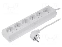 JONEX Rallonge réseau H03VV-F 6 prises 5m blanc
