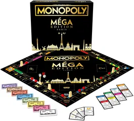 Winning Moves Monopoly Mega Paris - Jeu de société édition spéciale capitale avec Tour Eiffel et Palais Garnier - Dès 8 ans
