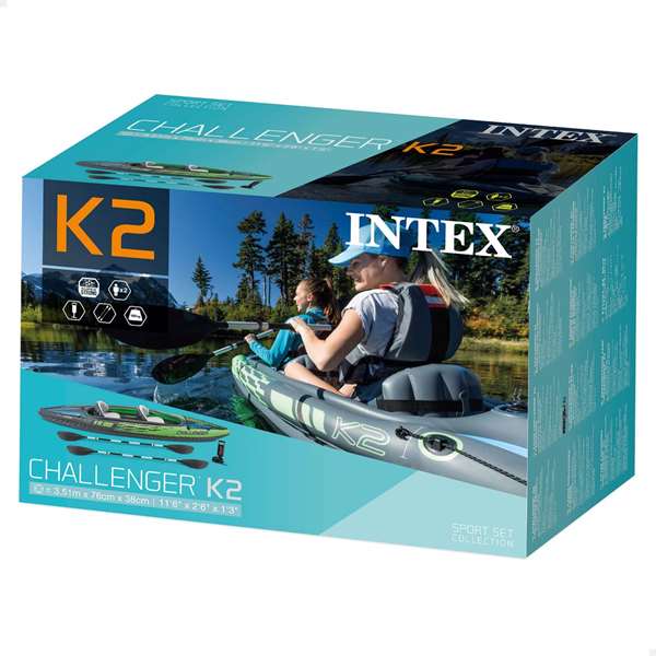Intex Kayak Challenger K2 avec rames en aluminium et pompe inclus - 351 x 76 x 38 cm