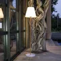 Lampadaire solaire et rechargeable Lumisky Standy Wood Solar - H150 cm, pied métal effet bois, LED blanc chaud dimmable