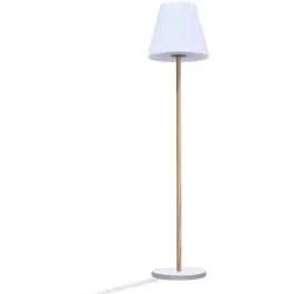 Lampadaire solaire et rechargeable Lumisky Standy Wood Solar - H150 cm, pied métal effet bois, LED blanc chaud dimmable