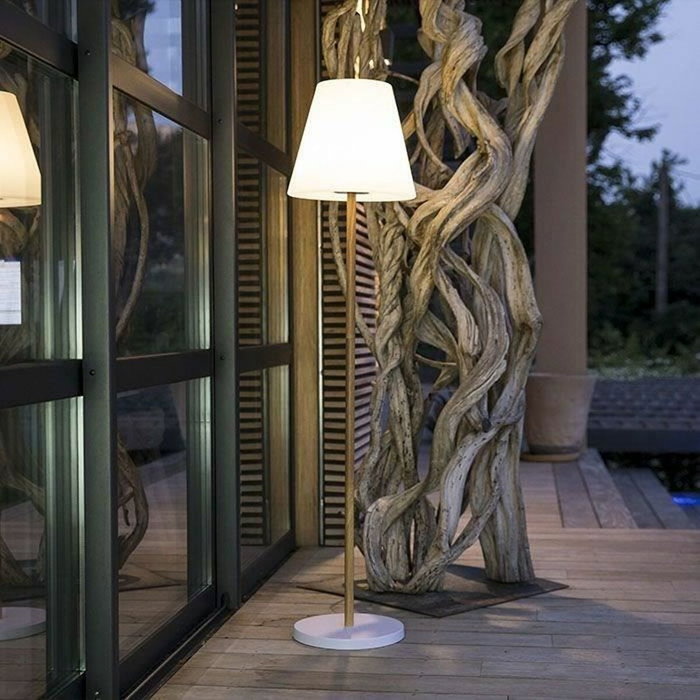 Lumisky Standy Wood Solar - Lampadaire solaire et rechargeable 150 cm LED blanc chaud dimmable