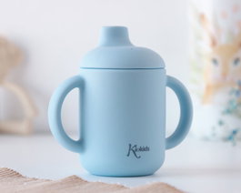 KioKids Tasse en silicone bleue avec anses