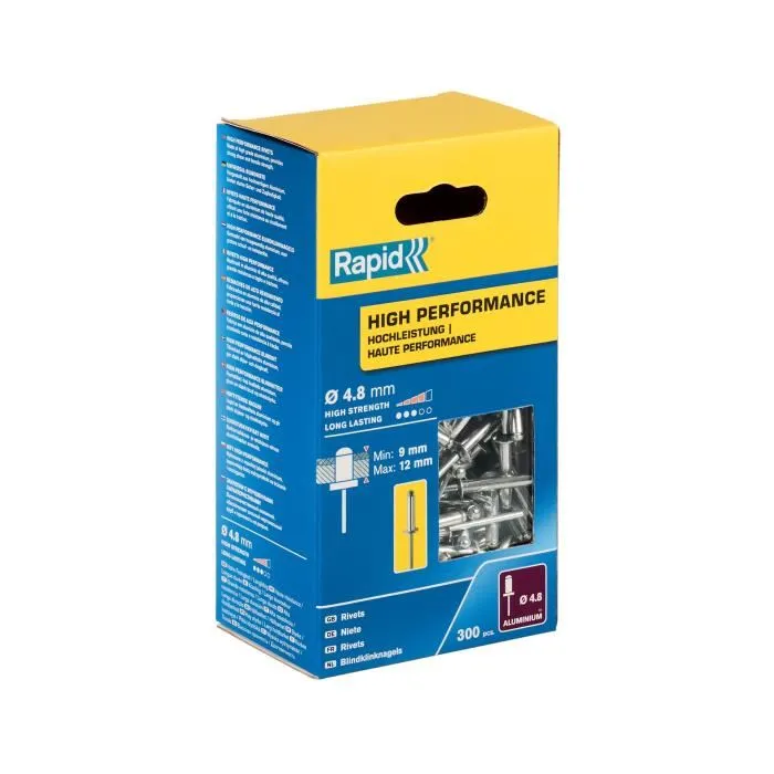 Rapid Rivets 4.8 x 16 mm Aluminium - Boîte de 300 pièces - Fixation pour métal et plastique extérieur