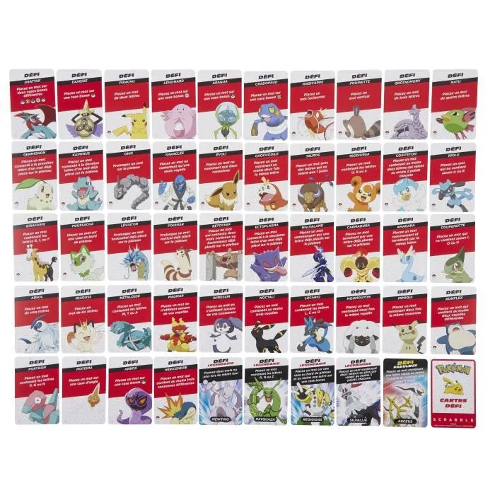 Mattel Games Scrabble Pokémon - Jeu de société familial avec plateau double face, 2 modes de jeu, lettres et cartes Pokémon, à partir de 8 ans
