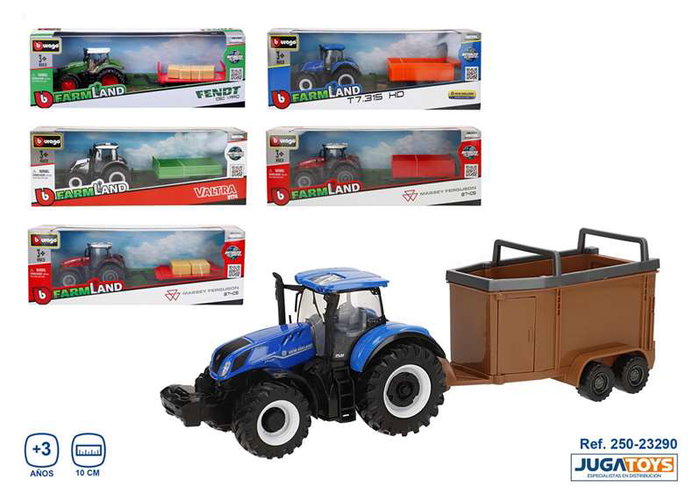 Burago Tracteur de métal avec remorque 10 cm - Modèles assortis