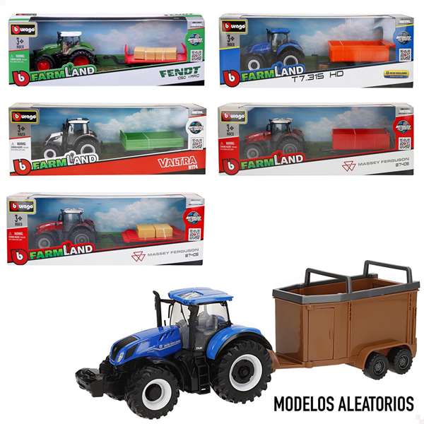 Burago Tracteur de métal avec remorque 10 cm - Modèles assortis