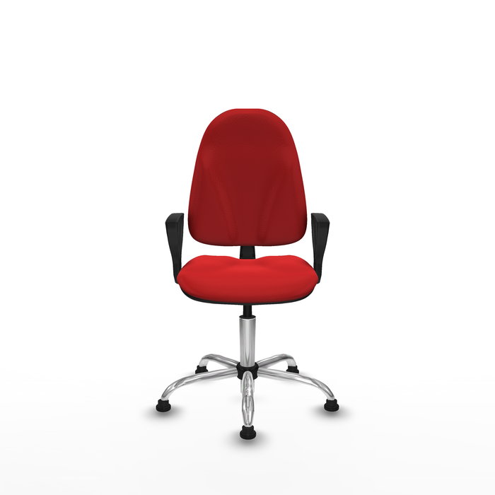 Chaise Algarra Contact permament de base Cuir écologique Rouge Structure chromée Accoudoirs fixes Sans appui-tête Patins de chaises