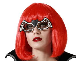 Lunettes déguisement avec forme de chauve-souris noir et blanc pour Halloween, carnaval ou fête costumée - Accessoire pour vampire et créature de la nuit