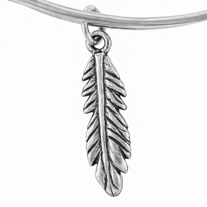 Alex And Ani Bracelet en Métal avec Petite Plume, Gris, 19-25cm