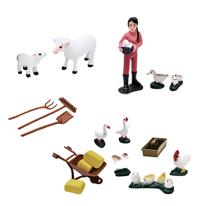 Tachan - Set de Ferme 30 Pièces avec Tractor à Friction, Animaux et Figurines - Jouet Éducatif pour Enfants dès 3 ans - Réf. T01048