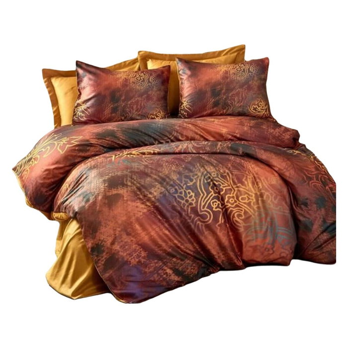 Forme Parure de couette Rouge et Or King Size