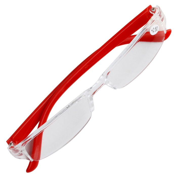Entre Temps Lunettes de lecture avec étui, monture transparente et branches colorées Entre Temps Lunettes de lecture avec étui, monture transparente et branches colorées