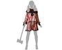 Déguisement Payasse Féminin Rouge Adulte avec Haut et Pantalon Rayé - Pour Halloween et Soirées Horreur, Taille M-L