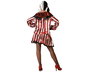 Déguisement Payasse Féminin Rouge Adulte avec Haut et Pantalon Rayé - Pour Halloween et Soirées Horreur, Taille M-L