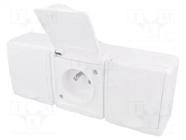 PAWBOL Socle d'alimentation AC blanc 2P+PE 16A 250V AC IP44