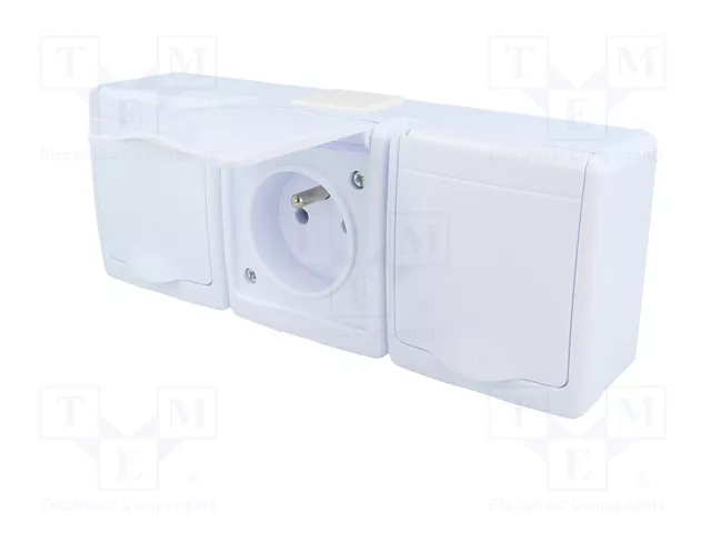 PAWBOL Socle d'alimentation AC blanc 2P+PE 16A 250V AC IP44