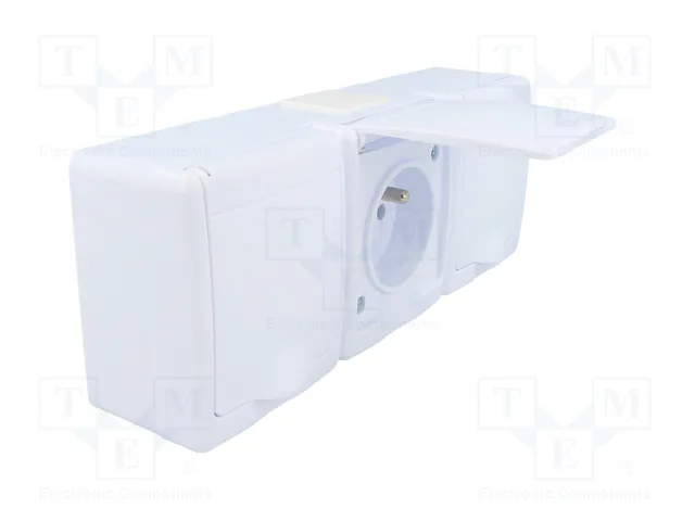 PAWBOL Socle d'alimentation AC blanc 2P+PE 16A 250V AC IP44