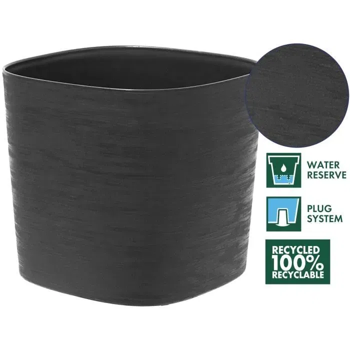 Garden ID Respect - Pot avec réserve d'eau en matériau 100% recyclable, résistant UV et gel - Noir Anthracite 20 x 20 cm - Pour intérieur et extérieur