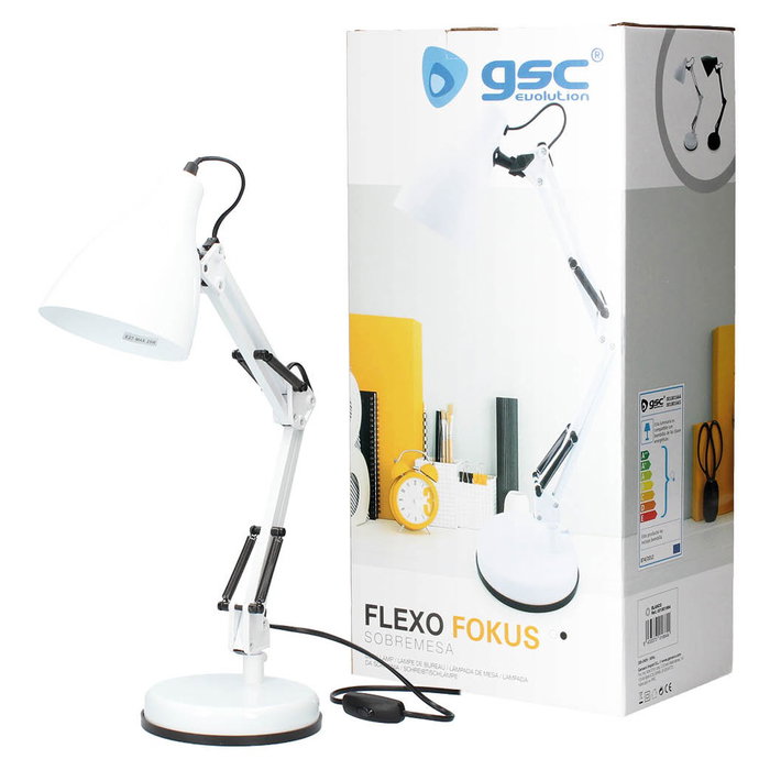 GSC Evolution Flexo sobremesa Focus E27 Blanco GSC Evolution Flexo sobremesa Focus E27 Blanco
