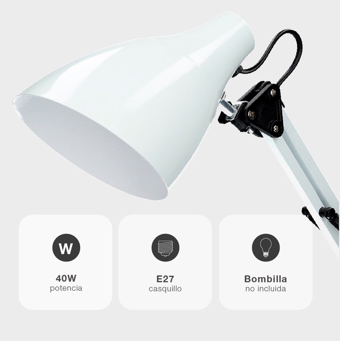 GSC Evolution Flexo sobremesa Focus E27 Blanco GSC Evolution Flexo sobremesa Focus E27 Blanco