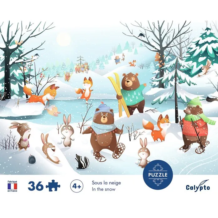 Sentosphere Puzzle 36 pièces Dans la neige Toucher soyeux Impression 7 couleurs Dès 4 ans