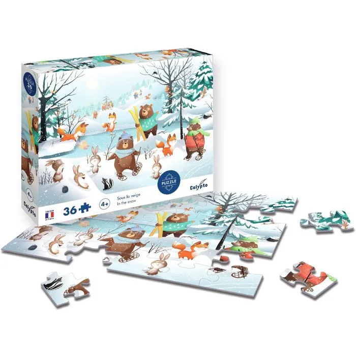 Sentosphere Puzzle 36 pièces Dans la neige Toucher soyeux Impression 7 couleurs Dès 4 ans