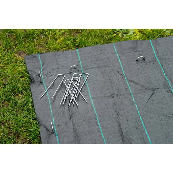 Nature - Agrafes métalliques galvanisées pour toile et feutre de paillage - 14x3 cm - Lot de 10 pièces