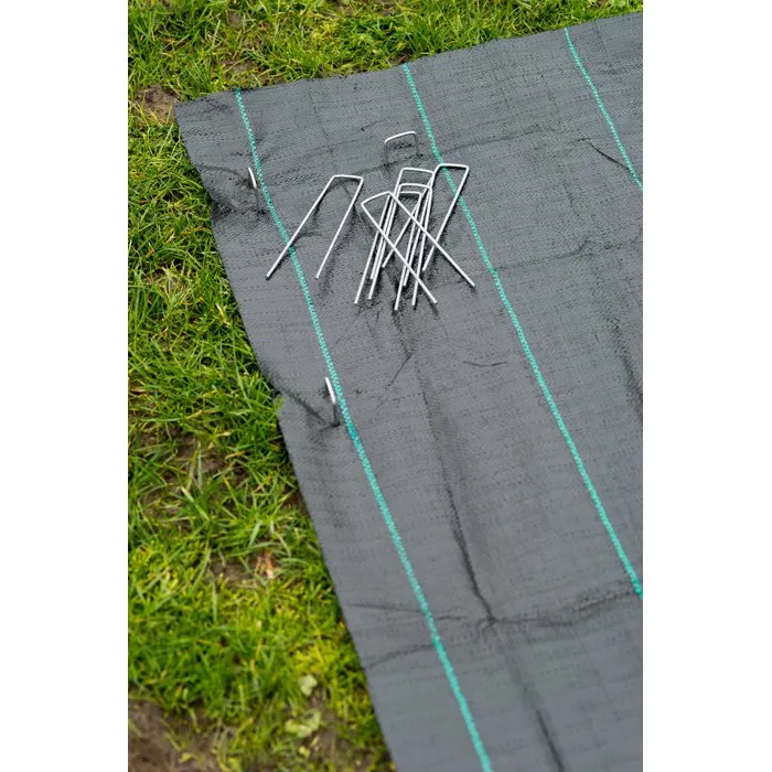 Nature - Agrafes métalliques galvanisées pour toile et feutre de paillage - 14x3 cm - Lot de 10 pièces