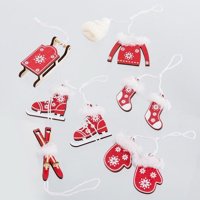 BigBuy Home Décorations de Noël Blanc Rouge (10 Unités)