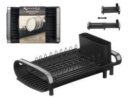 Kinvara Egouttoir Extensible Noir 27x11x20 cm Plastique et Métal (Set de 8)