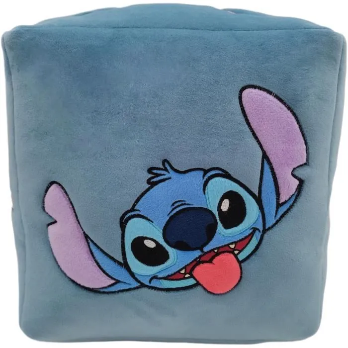 Disney - Coussin cube Lilo & Stitch en microfibre, décoration d'intérieur premium, 25 x 25 x 25 cm