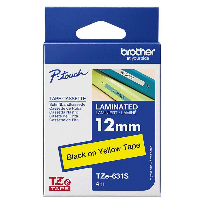Brother Ruban étiquettes TZe 12 mm x 4 m, Noir sur Jaune - pour PTP300BT, PTH110, PT2030, PTD400, PTD600, PT2730, PTP700, PTP750W, PTE100VP, PTE300VP, PTE550WVP Brother Ruban étiquettes TZe 12 mm x 4 m, Noir sur Jaune - pour PTP300BT, PTH110, PT2030, PTD400, PTD600, PT2730, PTP700, PTP750W, PTE100VP, PTE300VP, PTE550WVP