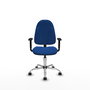 Chaise Algarra Contact permament de base Cuir écologique Bleu Structure chromée Accoudoir 1D Sans appui-tête Roulettes autofreinées