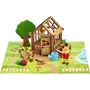 Jeujura La Serre du Jardinier - Jeu de Construction en Bois Naturel 40 Pièces avec Serre, Tapis et Accessoires, 22x18.5x8.5 cm