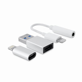 Coolbox Kit Conectividad iPhone iPad 3 Adaptateurs Lightning USB-C USB-A Jack 3.5mm