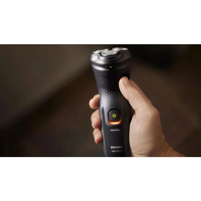 Philips X3021 Rasoir Électrique Rechargeable 3 Têtes Noir, Mouillé et Sec Philips X3021 Rasoir Électrique Rechargeable 3 Têtes Noir, Mouillé et Sec
