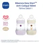 MAM Biberon Anti-Colique Easy Start 160 ml Débit 1 Lot de 2, Tétine Lilas et Sable