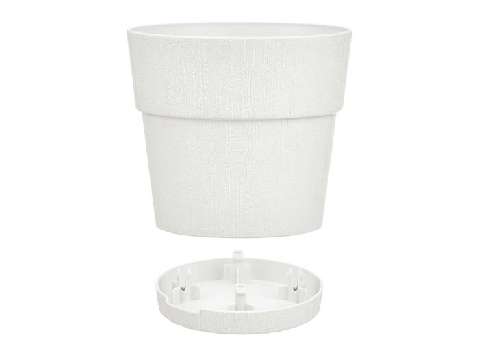 Stefanplast Maceta Ethica Blanche 15 cm Plastique Recyclé avec Réservoir d'Eau 1,5 L (Set de 12)
