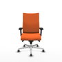 Chaise Albacete confidente Synchro 5 positions Tissu Orange Structure d' aluminium Accoudoir 2D Sans appui-tête Roulettes 65mm pour moquette