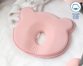KioKids Oreiller ergonomique pour bébé, anti-plagiocéphalie, avec cavité centrale, en coton 100%, couleur rose