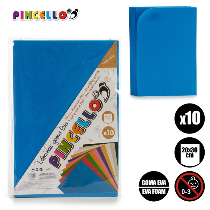 PINCELLO Jeu de 10 feuilles de mousse EVA bleu marine 20x30 cm PINCELLO Jeu de 10 feuilles de mousse EVA bleu marine 20x30 cm