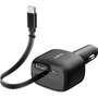 Belkin BoostCharge Car Charger 75W avec câble USB-C rétractable, Noir