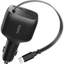 Belkin BoostCharge Car Charger 75W avec câble USB-C rétractable, Noir