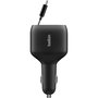 Belkin BoostCharge Car Charger 75W avec câble USB-C rétractable, Noir