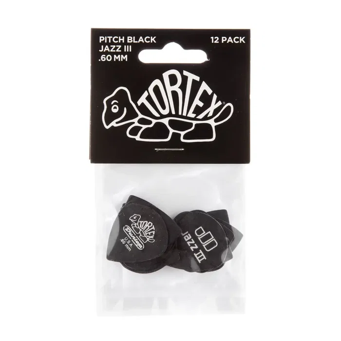 DUNLOP Púas Tortex Pitch Black Jazz III 0,60 mm (Pack de 12) DUNLOP Púas Tortex Pitch Black Jazz III 0,60 mm (Pack de 12)