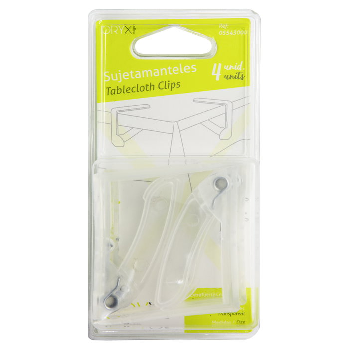 ORYX Lot de 4 pinces à nappe transparentes avec ressort extra-fort